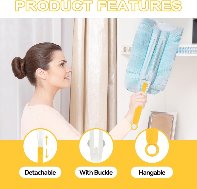 OMASUNB 10 Pcs Duster Handle Compatible with Swiffer Duster, Thickened Material Replacement Extendable Dusters Mop Handles for Tight Spaces and Cleaning Car Blinds Furniture Electronics(Yellow) - Image 3